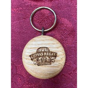 Vintage Chivas Scotch Regal Wooden Keychain ** Collectible  1 3/4"